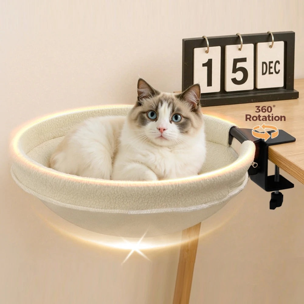Large Cat Desk Bed Sturdy Rotating Cat Desk Perch Supports up to 50 lb ...